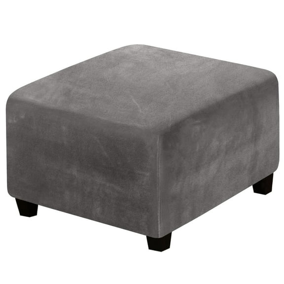 Stretch Velvet Ottoman Cover, Elastic Bottom Square Footstool Protector for Home Decor, Spill And Stain Protection, Fits 27-32 Inch Ottomans, Easy Care Fabric, A Set of Low Stool Protective Covers