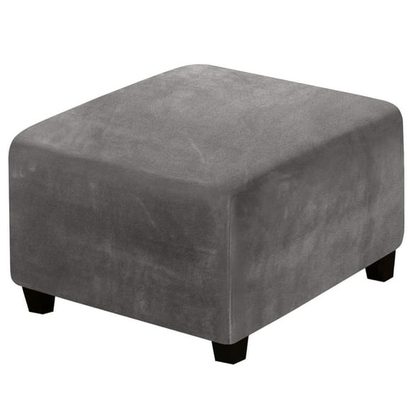 Stretch Velvet Ottoman Cover, Elastic Bottom Square Footstool Protector for Home Decor, Spill And Stain Protection, Fits 27-32 Inch Ottomans, Easy Care Fabric, A Set of Low Stool Protective Covers