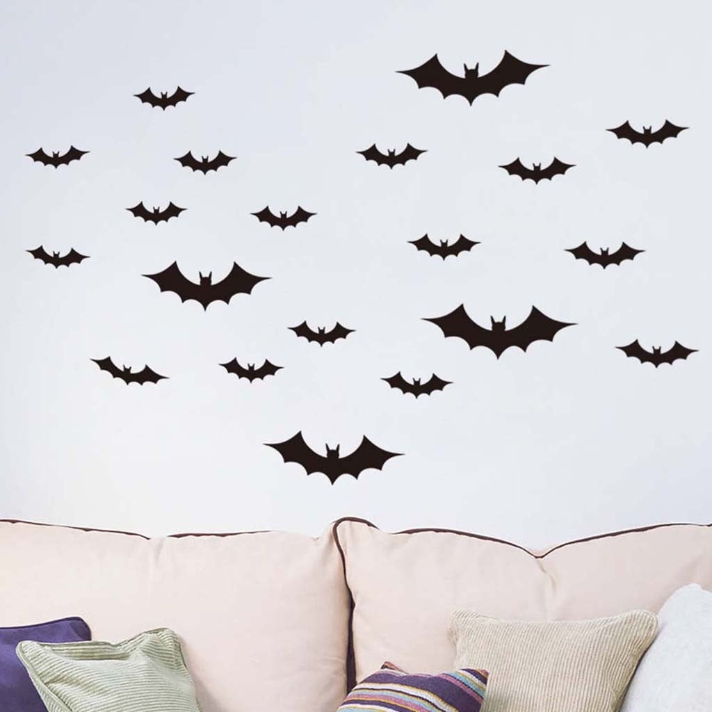 Halloween 12pcs DIY 3D Stereoscopic Bat Wall Sticker Removable Room Decoration 