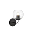 thumbnail image 3 of Living District Genesis 1-Light Iron & Glass Bath Sconce in Black/Clear, 3 of 6