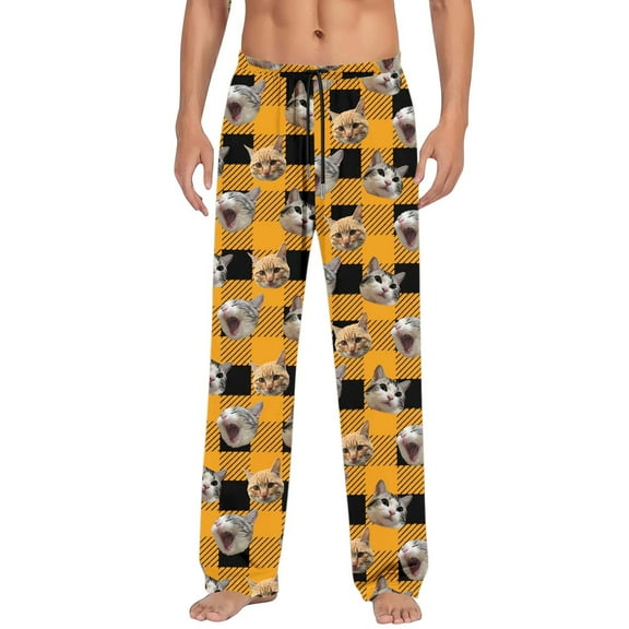 Mens Pajama Pants Cat Mens Christmas Pajama Pants With Drawstring Pockets Pyjamas Mens Pajamas Pants Yellow M