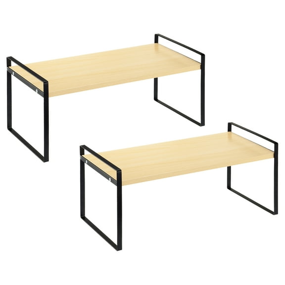 Uxcell 2 Set Kitchen Countertop Organizer, 16" Stackable Kitchen Spice Suitable for Kitchen Table, and Pantry, Wooden