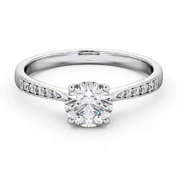 Nerra Jewel Brilliant 2 Ct Round Cut Diamond Ring - 14K White Gold Plated Wedding Anniversary Ring - Engagement Solitaire With Accent Ring for Women's - Special Occasion Ring Women's - Gifts For Her