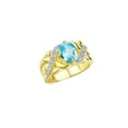 thumbnail image 6 of RYLOS Rings for Women 14K Gold Plated Silver Ring Classic 9X7MM Oval Gemstone & Diamonds December Blue Topaz Jewelry Size 5, 6 of 7