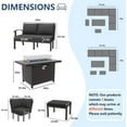 thumbnail image 3 of ALAULM Aluminum Patio Furniture Set with Propane Fire Pit Table 8-seat Metal Outdoor Furniture w/Fire Pit Patio Sectional w/1 Corner Sofa & 2 Ottomans for Patio, Backyard, Poolside-Black, 3 of 6