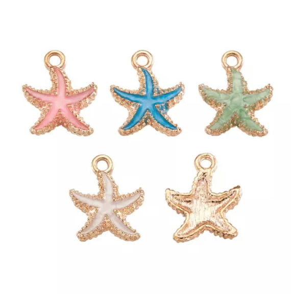 MATROOY Assorted Alloy Enamel Charms Pendants DIY For Necklace Bracelet Crafting-Starfish-100 pieces
