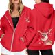 thumbnail image 1 of WILLBEST Sudadera Deportiva para Mujer Ladies' Christmas Printed Zipper Long Sleeved Pocket Adjuststring Casual Hooded Sweatshirt 2294 Chica​​, 1 of 8