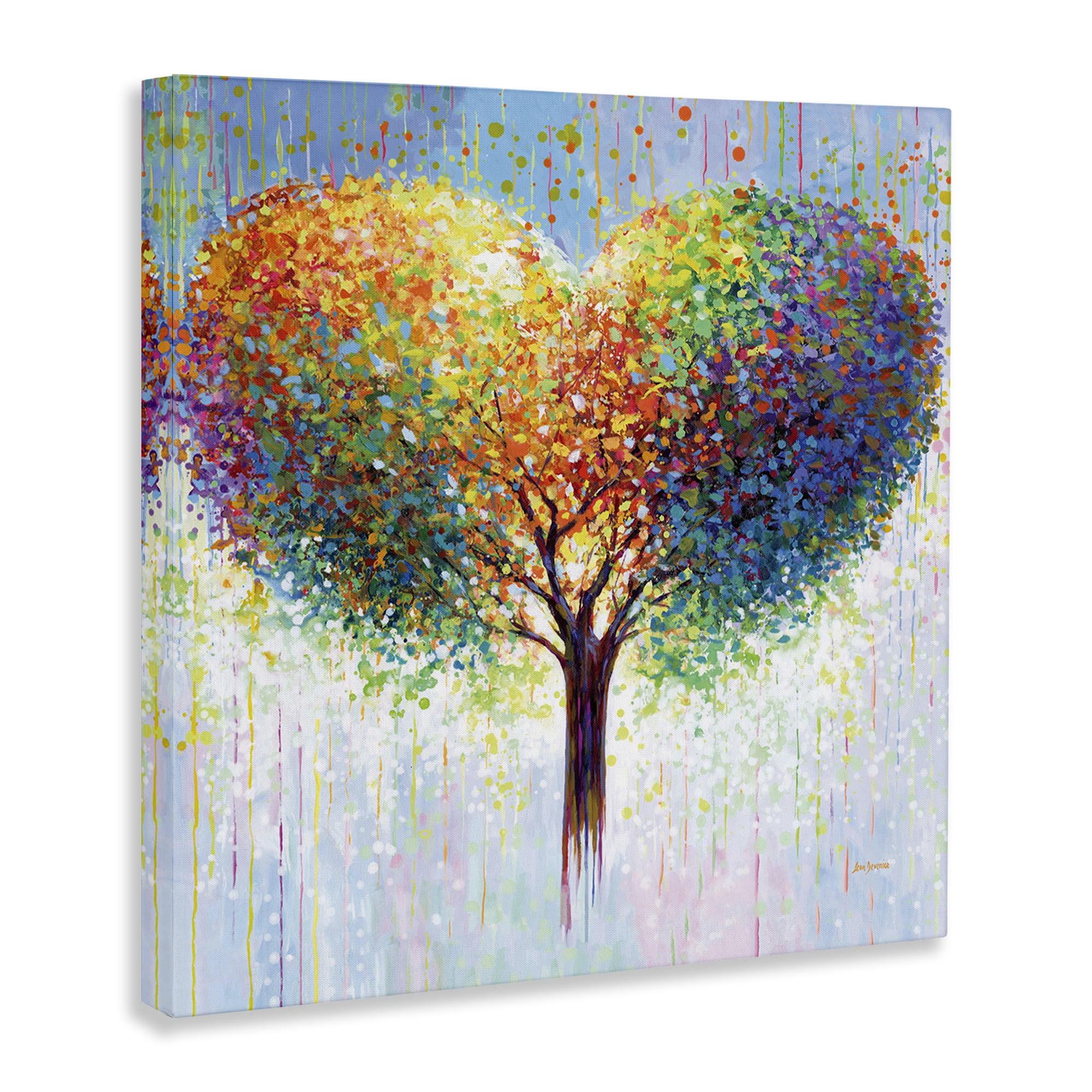 Stupell Industries Bold Hued Heart Tree Landscape & Nature Painting Wrapped Canvas Art Print Wall Art, 17 x 17