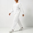 thumbnail image 4 of Gfyviroh Women's Textured Sweatsuits 2 Piece Outfits Crewneck Sweatshirts and Jogger Sweatpants Stylish Tracksuit Solid Lightweight Loose Casual Set, 4 of 8