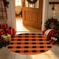 thumbnail image 6 of Lypsnake Buffalo Plaid Round Doormat, 27.5 Inch Black Orange Checkered Circular Floor Mat for Christmas Tree Base & Entryway Entrance Patio Porch Home Decor, 6 of 6