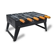 H Hy-tec (Device) HYBB - Blaze Foldable Charcoal Barbeque Grill with 5 Skewers (Stellar Black)