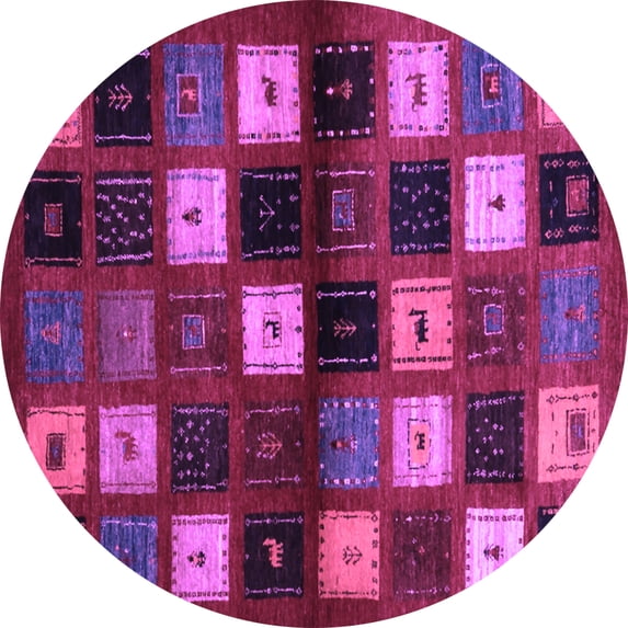 Ahgly Company Indoor Round Abstract Purple Contemporary Area Rugs, 3' Round