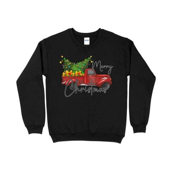 Women's Merry Christmas Red Truck Sweatshirt, Christmas Sweater