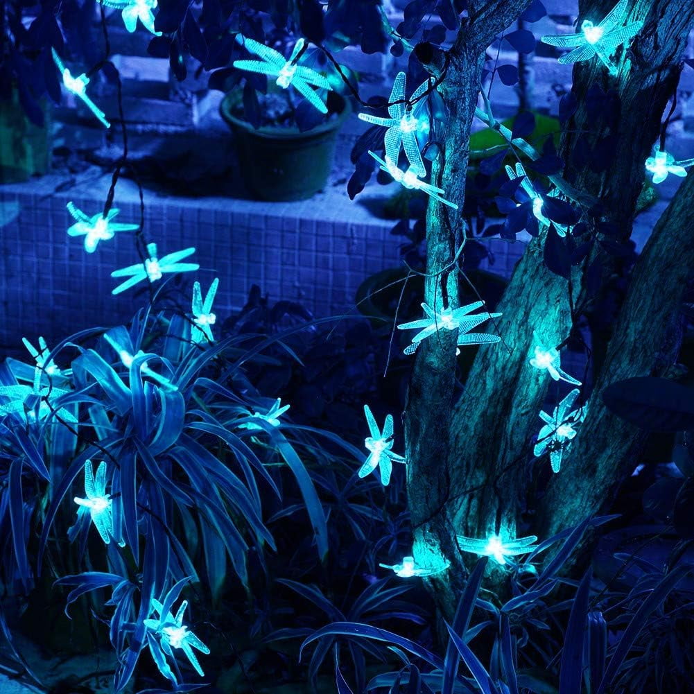 Outdoor Garden Solar String Lights, 7m 50LED Solar Garden Dragonfly String Lights Dragonfly String Light Waterproof for Yard