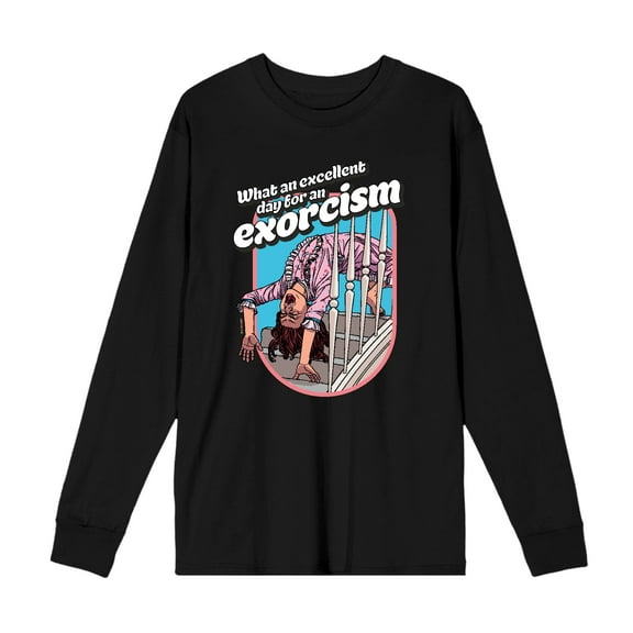 The Exorcist Excellent Day For An Exorcism Adult Black Crew Neck Long Sleeve Tee-Medium