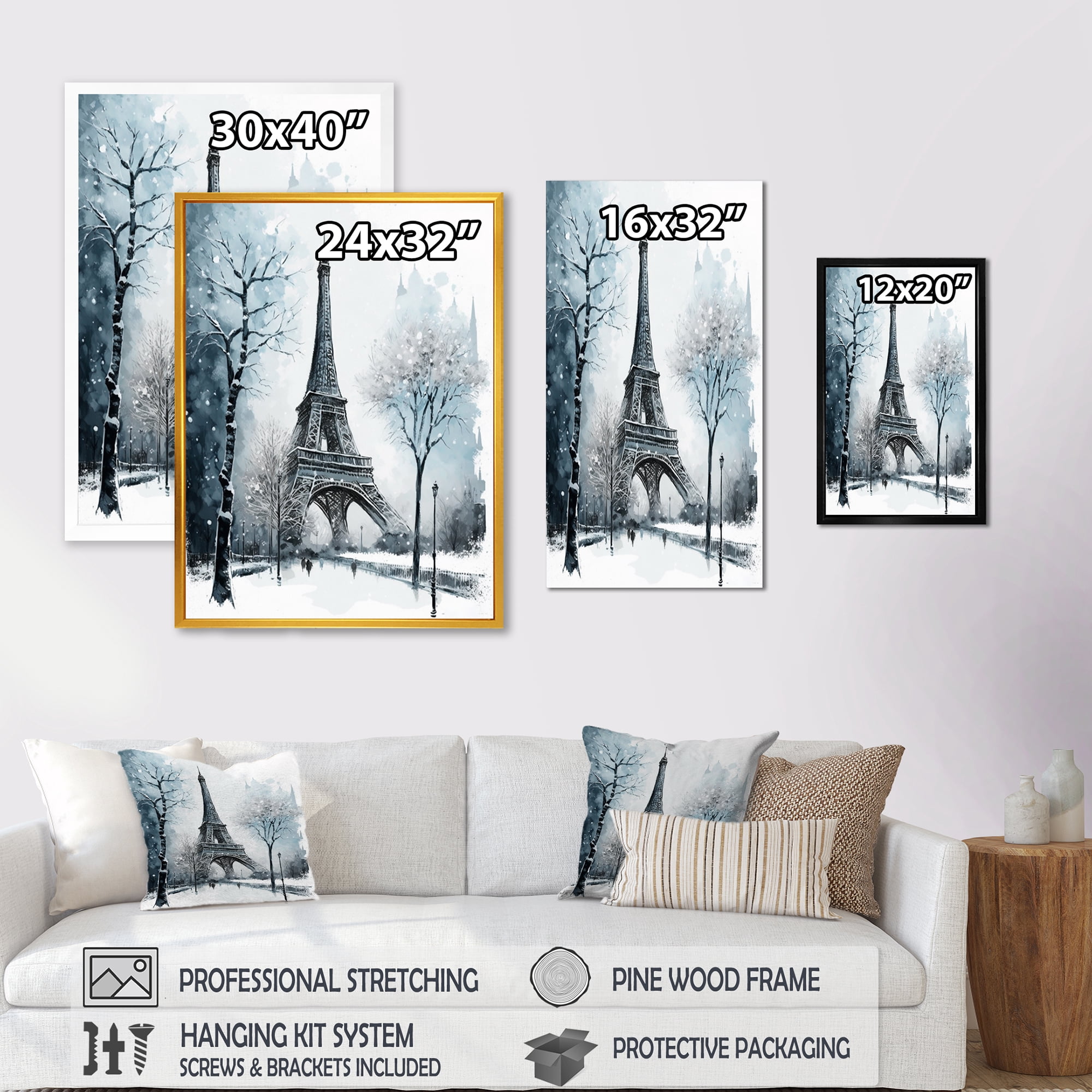 Designart Winter Scenery In The City Canvas Wall Art