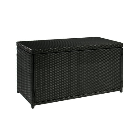 Wicker Patio Storage Box Best Choice Products Outdoor Wicker Patio Furniture Deck Storage Box for Cushions, Pillows, Pool Accessories - Black ()
