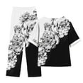 thumbnail image 6 of Atogsazn Womens Linen Cotton 2 Piece Outfits Summer Casual Vintage Floral Print Short Sleeve Tops Wide-Leg Pants Suit Sets Black L on Clearance, 6 of 6