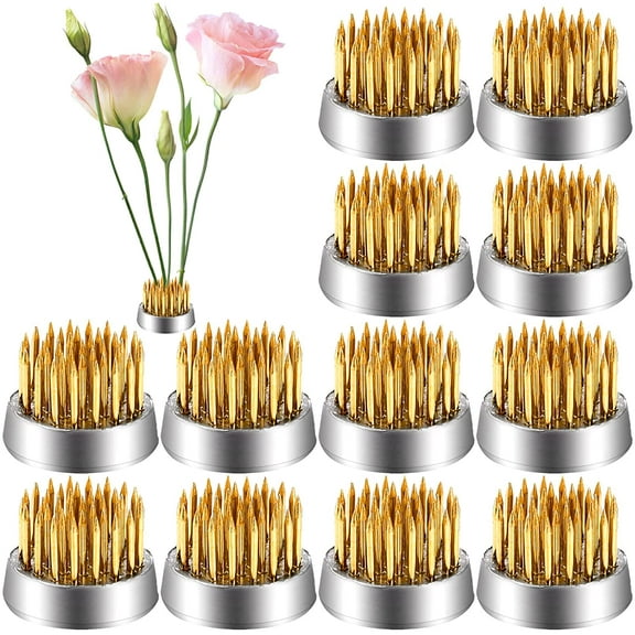12 Pack Flower Frog Holder, Kenzans Round Flower Arranger Mini Frog Floral Frog Pins, 0.9 Inch Flower Pin Holder Fixed Tools for Small Vase Ikebana Decoration Supplies