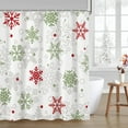 thumbnail image 2 of Winter Christmas Shower Curtain Snowflake Shower Curtain Ren and Green Snowflakes Xmas New Year Bathroom Decor Washable Durable Fabric Bathroom Curtains 72x72 in, 2 of 6