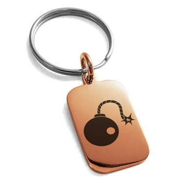 Stainless Steel Pirate Bombardier Icon Engraved Small Rectangle Dog Tag Charm Keychain Keyring