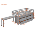 thumbnail image 3 of Tcbosik Loft Bed Twin Size with Rolling Desk, Open Shelves and Storage Drawers, Bed Frame with Guardrails and Ladder, Wood Slat Support, No Box Spring Needed, Gray, 3 of 10