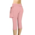 thumbnail image 4 of Lenpel Women's Capri Pants Foldover High Waisted Tie Side Pull on Cropped Workout Yoga Pants Comfy Lounge Pants, 4 of 4