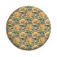 Spare Tire Cover, sunflowers striped black white Retro Wheel Cover Tire