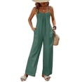 thumbnail image 2 of Sentmoon Jumpsuit Women Casual Summer Rompers Sleeveless V Neck Solid Color Button Down Regular Fit Beachy Outfits for Women with Pockets for Travel and Leggings Outfit, 2 of 5