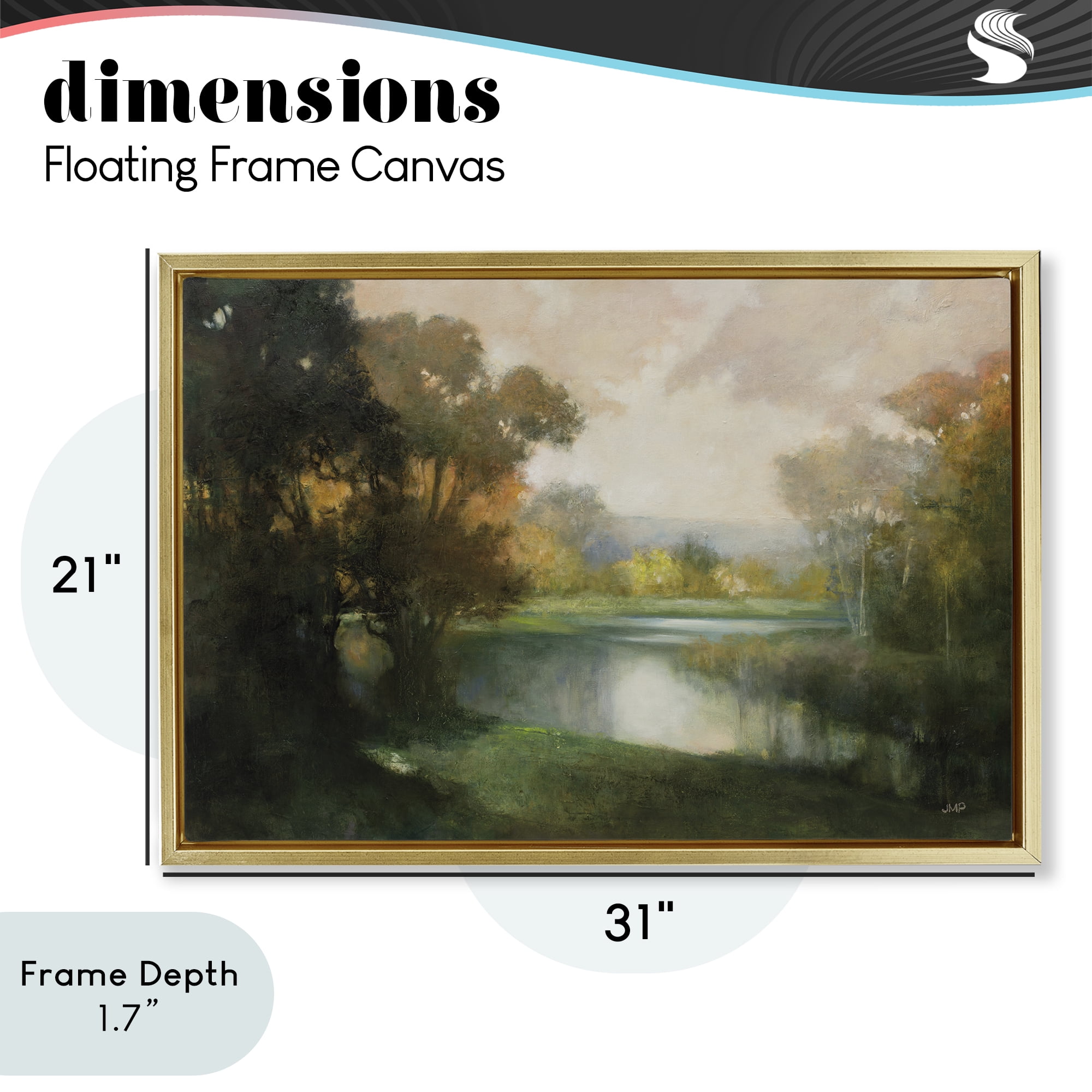 Stupell Industries Lakeside Morning in Autumn Light Gold Framed Floater Canvas Wall Art, design by Julia Purinton