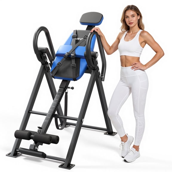 VEVOR Inversion Table, 300 lbs Capacity Heavy Duty Back Inverter Stretcher, Inverted Table with Dual-Roller Locking, Decompression Tables for Shoulders, Neck, Back,Multi-Angle Adjustable Tether Strap