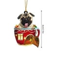 thumbnail image 3 of BNNG French Christmas Pug Ornament - Acrylic Hanging Tree Decoration for Dog Lovers, Cute Gift for Women and Mom, Unique Pug Themed Holiday Home Accent, 3 of 6
