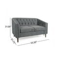 thumbnail image 3 of Noble House Brookover Fabric Tufted Loveseat in Charcoal With Espresso Finish, 3 of 9