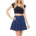 thumbnail image 5 of MixMatchy Women's High Waisted Pleated Denim Tennis Mini Skirt with Side Zipper, 5 of 6