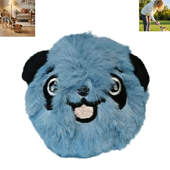 Plush Bouncy Dog Toy Ball, Soft Interactive Fetch Play Ball, Durable Entertainment Pet Toy for Small and Medium Dogs Indoor Outdoor Play