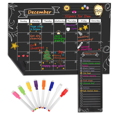 MoKo Monthly Calendar Planner & Grocery Shopping List, Wall Calendar for Office Classroom Home, Black
