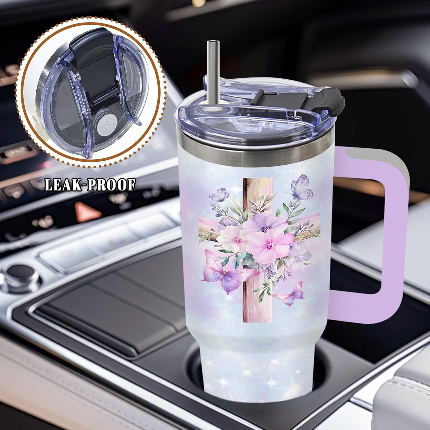 Christian Gifts for Women, Christian Tumbler for Mom, Religious Birthday Gifts for Sister, Encouragement Inspirational Gift for Women, 40 Oz Tumbler with Handle