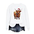 thumbnail image 4 of SYMOID Womens White Christmas Highland Cow Sweatshirt - Festive Oversized Loose Fit Long Sleeve 100% Polyester Machine Washable Santa Hat Graphic,Size M, 4 of 6