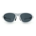 thumbnail image 5 of Y2K Oval Wrap Around Plastic Fancy Metal Arm Sunglasses White - Black, 5 of 8