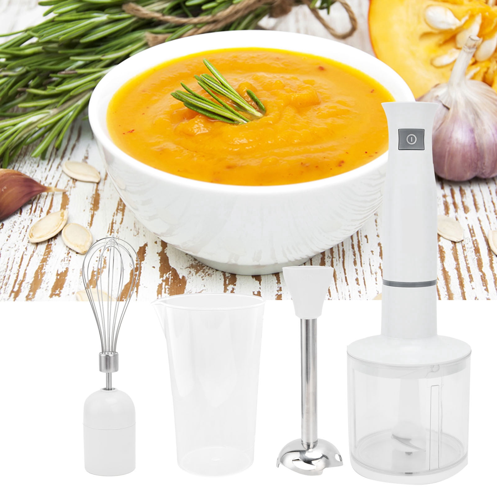 Rupoun 800W Multifunctional Hand Blender Electric Food Mixer Juicer Meat Grinder for Home Kitchen 220V EU Plug Stainless Steel Blades Includes Whisk and Beaker, Black