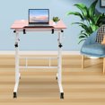 thumbnail image 2 of Pink Mobile Office Desk, 24 Inch Adjustable Height with USB Charging Ports & Outlets, 22 lbs Capacity, Rolling Cart for Workstation, 2 of 20