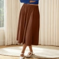 thumbnail image 3 of Summer Saving Clearance 2025! Ohufall Midi Skirts for Women Fashion Solid Casual Elastic High Waist Skirt Ladies Flowy A Line Swing Pleated Long Skirts, 3 of 7