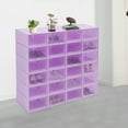 thumbnail image 3 of 24-Pack Stackable Shoe Boxes with Clear Lids, Foldable Plastic Shoe Storage Organizer for Closet, Under Bed, Stack & Snap Design, Purple, 3 of 13