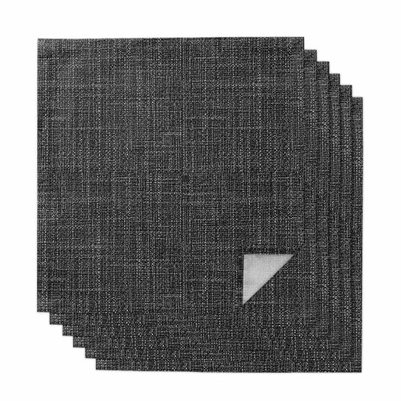 Cloth Napkins Set of 6 Black Linen Cocktail Napkins Grain Texture Solid Color Washable Reusable Soft Dinner Table Napkins for Dinner Party Banquet Hotel Holiday Everyday Use 20x20 Inch