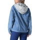 thumbnail image 3 of Chaqueta de mezclilla para mujer INSPIRE CHIC con capucha, de manga larga, desgastada, con botones y capucha desmontable, 2XL, azul, 3 of 5
