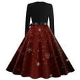 thumbnail image 4 of Christmas Dresses for Women Women's Casual Fashion Print Long Sleeve Dress Cutout Party Casual V Neck Dress with Merry Christmas for Christmas Celebration,Deep Red,L, 4 of 4