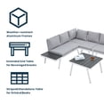 thumbnail image 5 of Outdoor Aluminum Furniture Set, 5 Pieces Patio Sectional Conversation Chat Sofa Modern Seating Set with Coffee Table Furniture Clips for Backyard, White+Grey, 5 of 10