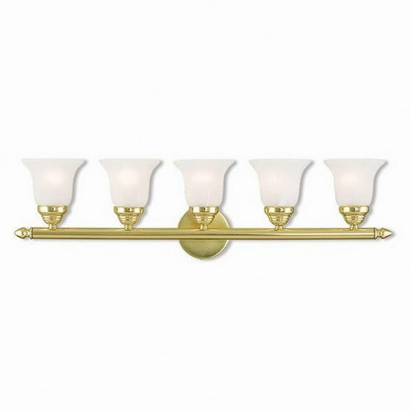 5 Light Bathroom Light in Traditional Style 32 inches Wide By 8 inches High-Polished Brass Finish Bailey Street Home 218-Bel-2120486
