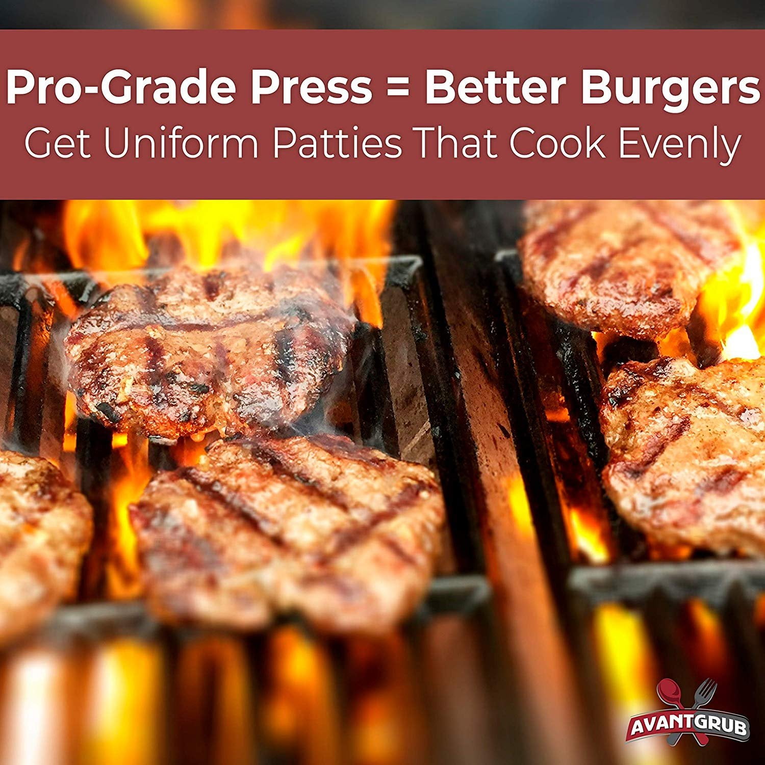 Avant Grub Grill Presses and Irons Great for .25 Lb Ground Beef or Chop Steak Patties Cast Aluminum 4.5 Hamburger Maker with 1000 Pk 4.75 x 5 Nonstick Wax Butcher Squares Restaurant-Grade Burger Press and Patty Paper Combo Set