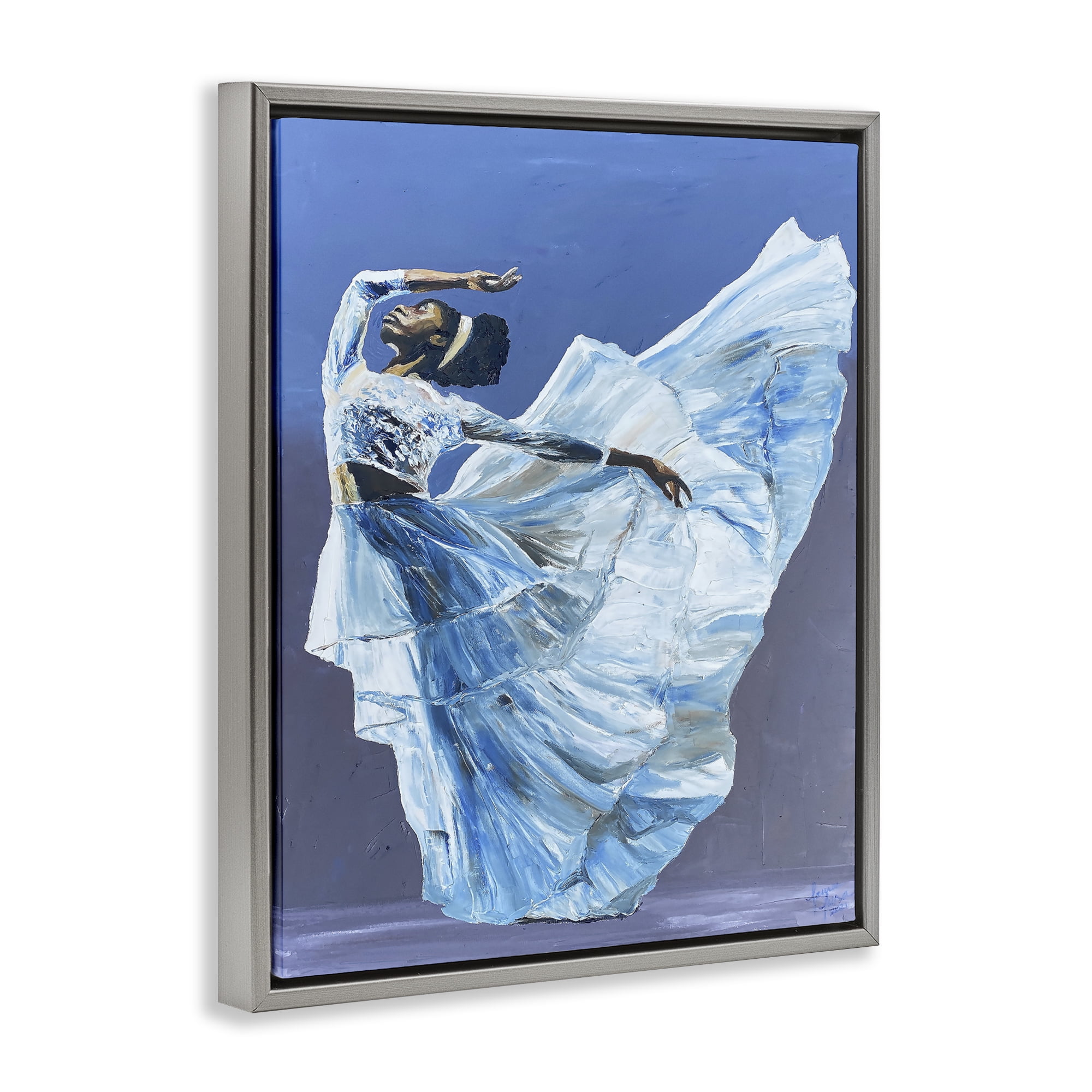 Stupell Industries Young Queen Dancer Gray Framed Floater Canvas Wall Art, design by Lauren Luna